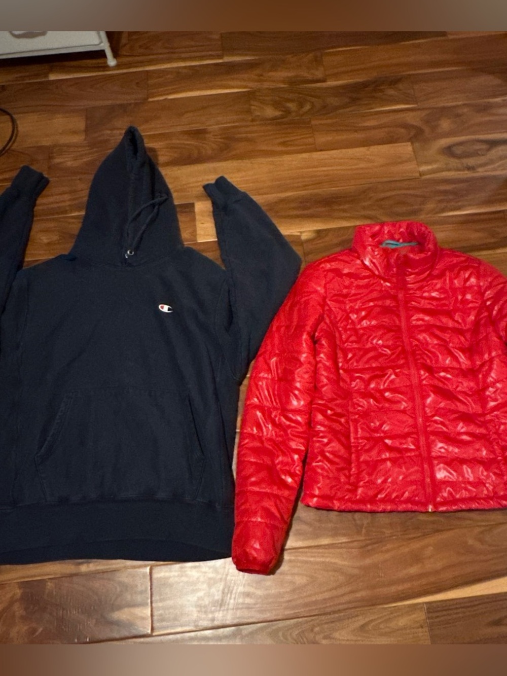 Champion navy  Hoodie & Red Puffer Jacket Set